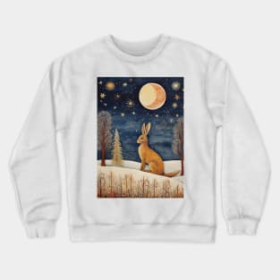 Moonlit Reverie: The Hare's Serenity Crewneck Sweatshirt